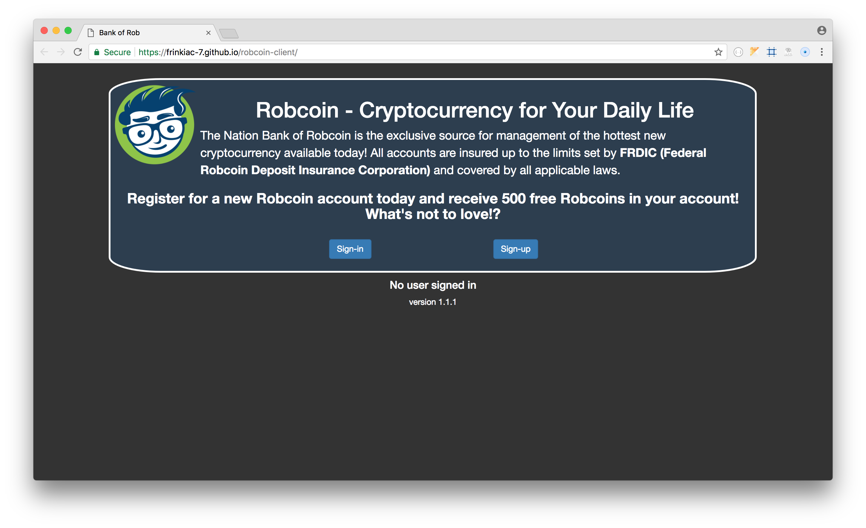 Robcoin screenshot